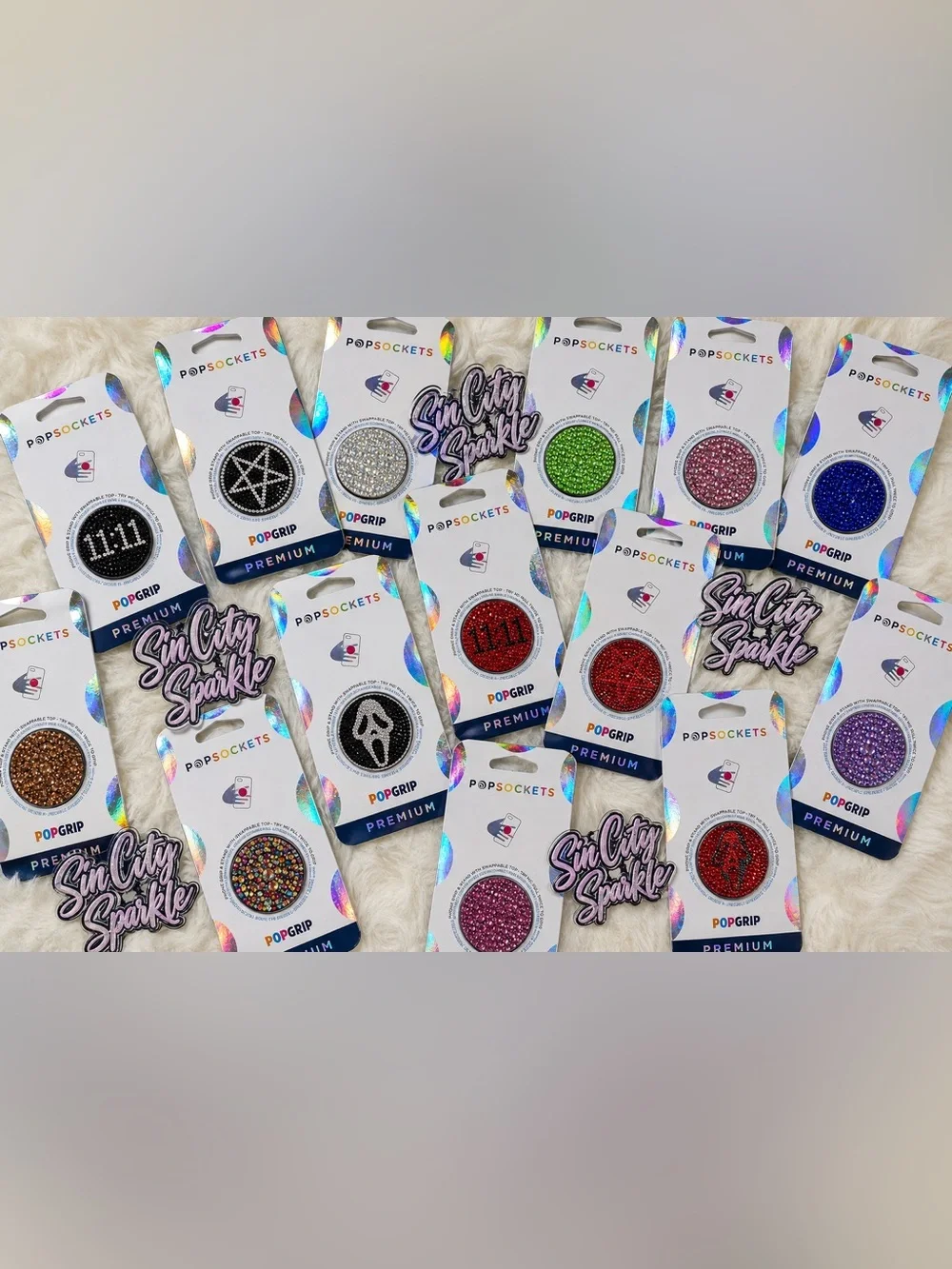 Jet Black Mix Luxe Crystals PopSocket Phone Holder Grip New